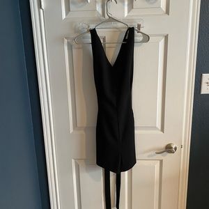Black tie waist romper
